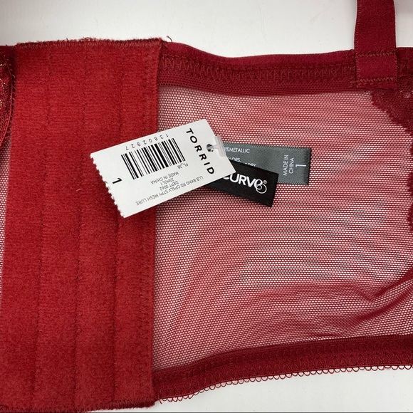 Torrid Women’s Plus Size Red Mesh Lace Bralette & Garter Set Size 1X - Picture 13 of 16